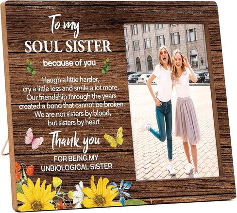 Sister Picture Frame Gifts, Wooden Me and My Sister Photo Frame Gift for Women Sister Friend, Rustic Best Sister Frame Gifts for Birthday Christmas Graduation, Big Sis and Lit Sis -D(15) in Kuwait