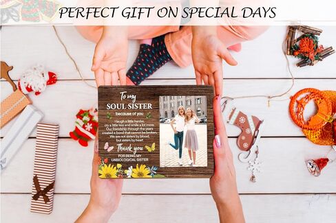 Sister Picture Frame Gifts, Wooden Me and My Sister Photo Frame Gift for Women Sister Friend, Rustic Best Sister Frame Gifts for Birthday Christmas Graduation, Big Sis and Lit Sis -D(15) in Kuwait
