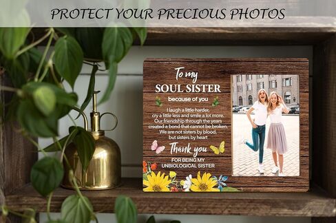Sister Picture Frame Gifts, Wooden Me and My Sister Photo Frame Gift for Women Sister Friend, Rustic Best Sister Frame Gifts for Birthday Christmas Graduation, Big Sis and Lit Sis -D(15) in Kuwait