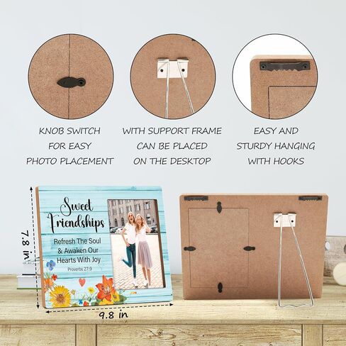 Sister Picture Frame Gifts, Wooden Me and My Sister Photo Frame Gift for Women Sister Friend, Rustic Best Sister Frame Gifts for Birthday Christmas Graduation, Big Sis and Lit Sis -D(15) in Kuwait