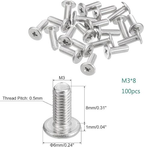براغي آلة ذات رأس مسطح YXQ M4x12mm، برغي فيليبس كروس، 304 من الفولاذ المقاوم للصدأ، مسامير تثبيت، 60 قطعة in Saudi Arabia