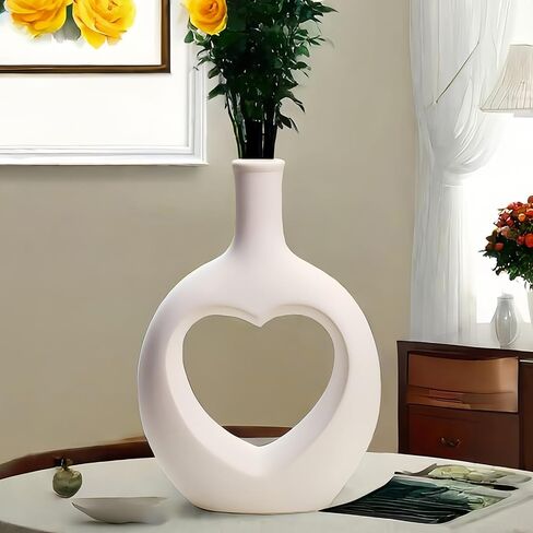 Modern White Ceramic Vase Set of 2 - Elegant Irregular Shape for Pampas Grass, Boho Nordic Minimalism Style - Perfect for Home Decor, Weddings, and Office in Saudi Arabia