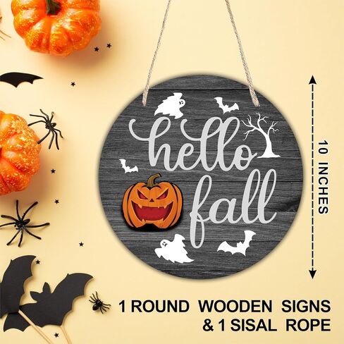 Halloween Welcome Wooden Decoration-The Witch Is In With Witch Hat & Spiderweb Hanging Decor With A Rope-Indoor Welcome Hanging Sign Plaque-Halloween Round Wall Hanger For Home-A10 in Saudi Arabia