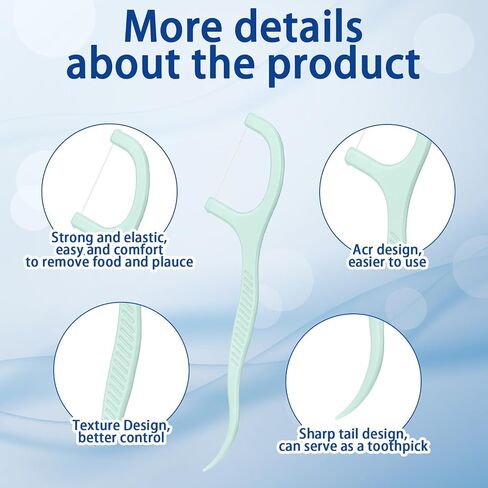 Hushee 1000 Count Dental Floss Bulk Tooth Picks Floss Sticks Each Individually Wrapped Travel Floss Picks Oral Teeth Clean Flat Wire, Tight Space Cleaning Plaque Remover for Travel Hotel Office Car in Kuwait