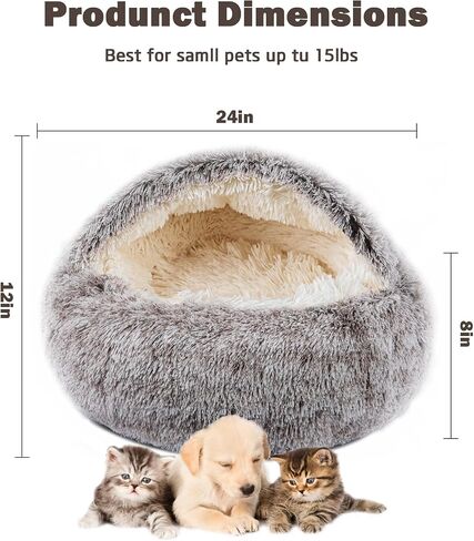 Cat Bed for Indoor Cats, Calming Cozy Cave with Self-Warming Plush, Entire Bed Machine Washable & Anti-Slip Base, Breathable Pet Bed for Small Cats&Dogs All Seasons (Leather Pink, 20*20inch) in Saudi Arabia