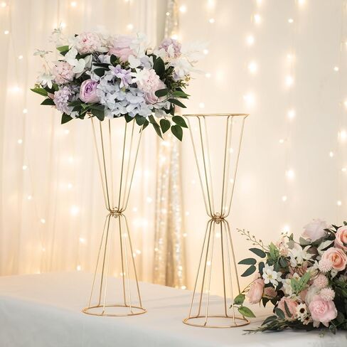 Set of 4 Wedding Centerpieces Geometric High Gold Vases - 23.6" Floral Table Decorations Metal Vases for Wedding Anniversary Celebration Party Birthday Events Aisle Home Decor in Kuwait