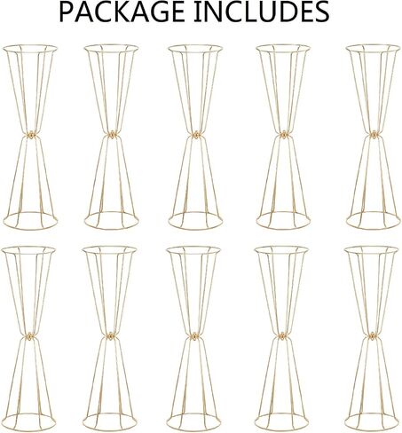 Set of 4 Wedding Centerpieces Geometric High Gold Vases - 23.6" Floral Table Decorations Metal Vases for Wedding Anniversary Celebration Party Birthday Events Aisle Home Decor in Kuwait