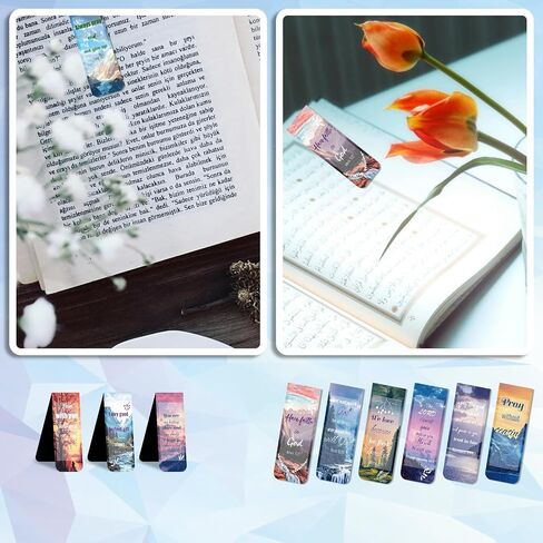 48 Piece Bible Verse Magnetic Bookmarks - Christian Scripture Inspirational Book Marks with Boxes - Religious Motivational Book Marker Prayer Page Clips for Women & Men Reading Gifts in Saudi Arabia