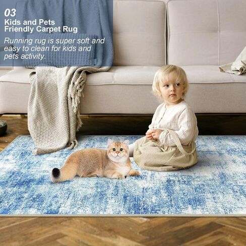 Capslpad 2x8 Modern Abstract Washable Runner Rug, Black Non-Slip Runners for Hallways, Low Pile Kitchen Runner Rug, Ultra Soft Print Distressed Faux Wool Rug for Entryway, Bedroom, Laundry in Saudi Arabia