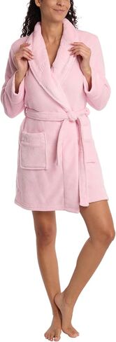 رداء Juicy Couture للسيدات فائق النعومة من القطيفة بياقة شال (الولايات المتحدة، ألفا، صغير، متوسط، عادي، عادي، وردي فاتح JC تيجان) in Saudi Arabia