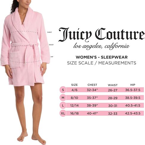 رداء Juicy Couture للسيدات فائق النعومة من القطيفة بياقة شال (الولايات المتحدة، ألفا، صغير، متوسط، عادي، عادي، وردي فاتح JC تيجان) in Saudi Arabia