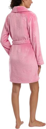 رداء Juicy Couture للسيدات فائق النعومة من القطيفة بياقة شال (الولايات المتحدة، ألفا، صغير، متوسط، عادي، عادي، وردي فاتح JC تيجان) in Saudi Arabia