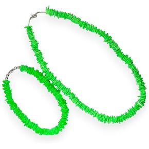 BlueRica 2 Piece Set ~ Mint Green Puka Chip Shells Necklace & Anklet