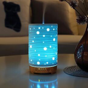 Halloween Skull Aromatherapy Diffuser 3D Glass ultrasonic Cool Mist Scent Essential Oil Diffuser Humidifier with Intermittent Mist & LED 7 Colorful Changing Night Light for Bedroom Office Home Décor