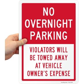 SmartSign “No Overnight Parking - Violators Will Be Towed Away at Vehicle Owner's Expense" Sign | 10" x 14" Engineer Grade Reflective Aluminum