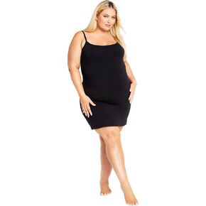 AVENUE Womens Plus Size Slip Cotton Knit Dress, Black, 20 Plus