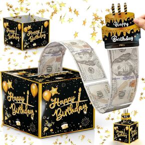 Happy Birthday Money Box for Cash Pull, Surprise Money Roll Box with Pull Out Card and 30 Transparent Bags DIY Set, Funny Ways to Give Money as Gift for Parents, Lovers, Kids and Friends in Saudi Arabia