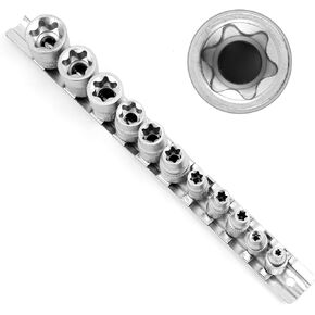 HORUSDY 11 Pc Female E Torx Star Socket Set/Rail, Female External Star Socket Set E4 - E20 Torque Socket Set