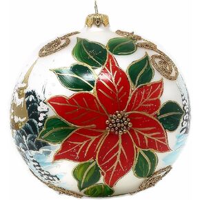 6 inch Christmas Ball Ornaments, Large Polish Christmas Ornaments, Hand Blown Glass Christmas Ornaments, Glass Christmas Ornaments Balls, Hand Painted Christmas Ball Ornaments Silver