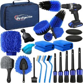 29Pcs Car Detailing Kit, Car Detailing Brush Set, Car Wash Cleaning Kit, Car Detailing Brushes, Professional Car Care Kit for Interior Exterior Wheels, Blue