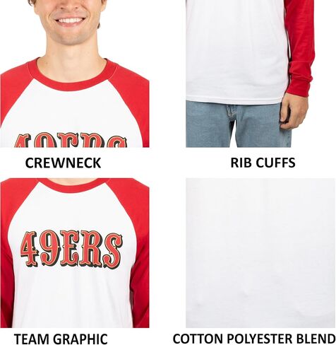 Ultra Game Men's Standard Raglan Baseball 3/4 Long Sleeve Tee Shirt, White, Medium in Saudi Arabia