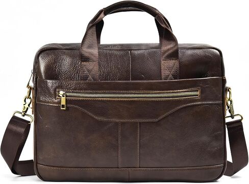 15.6inch Leather Briefcases Laptop Messenger Bags Business Satchel Office Travel Computer Handbag Shoulder Bag for Men (3316-Brown) in Saudi Arabia