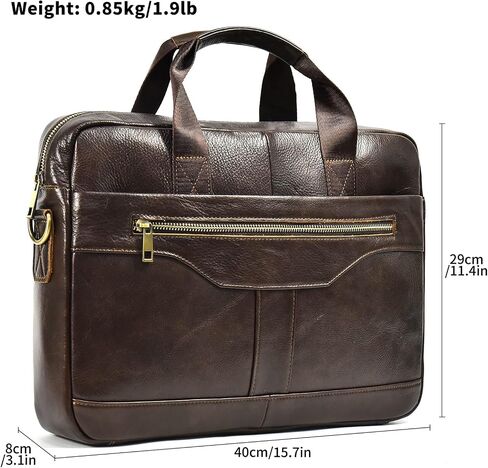 15.6inch Leather Briefcases Laptop Messenger Bags Business Satchel Office Travel Computer Handbag Shoulder Bag for Men (3316-Brown) in Saudi Arabia