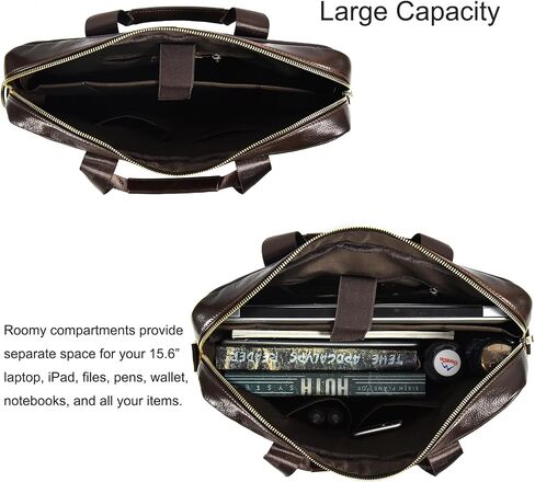 15.6inch Leather Briefcases Laptop Messenger Bags Business Satchel Office Travel Computer Handbag Shoulder Bag for Men (3316-Brown) in Saudi Arabia