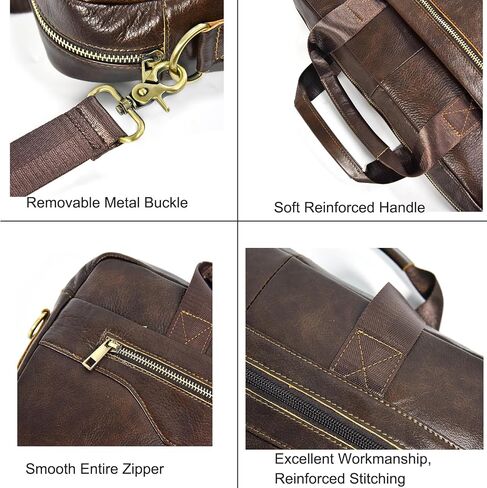 15.6inch Leather Briefcases Laptop Messenger Bags Business Satchel Office Travel Computer Handbag Shoulder Bag for Men (3316-Brown) in Saudi Arabia