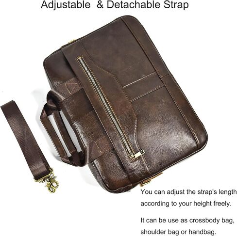 15.6inch Leather Briefcases Laptop Messenger Bags Business Satchel Office Travel Computer Handbag Shoulder Bag for Men (3316-Brown) in Saudi Arabia
