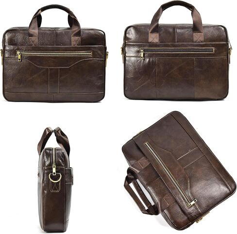 15.6inch Leather Briefcases Laptop Messenger Bags Business Satchel Office Travel Computer Handbag Shoulder Bag for Men (3316-Brown) in Saudi Arabia