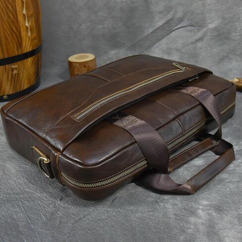 15.6inch Leather Briefcases Laptop Messenger Bags Business Satchel Office Travel Computer Handbag Shoulder Bag for Men (3316-Brown) in Saudi Arabia