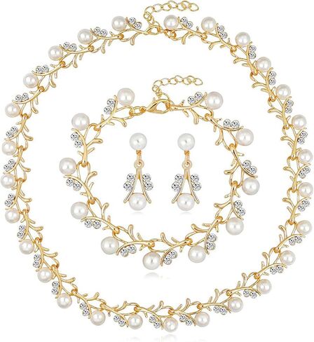 FUNOJOY اللؤلؤ طوق بيان قلادة للنساء مكتنزة PearlChoker مجموعات المجوهرات للنساء بما في ذلك أقراط اللؤلؤ أساور اللؤلؤ مقلد اللؤلؤ الملحقات لحفل زفاف حفلة موسيقية in Kuwait