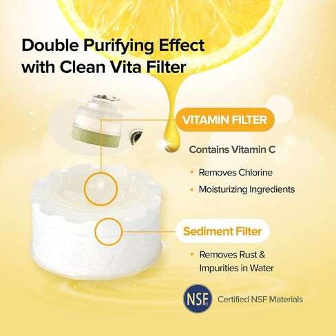 [6 Months Set] Water Filter for Sink Faucet and Replacement Set, Sink Water Filter, Vitamin C Gel, NSF Certified - Removes Impurities, Chlorine and Rust - Skin Hydration, Made in Korea in Saudi Arabia
