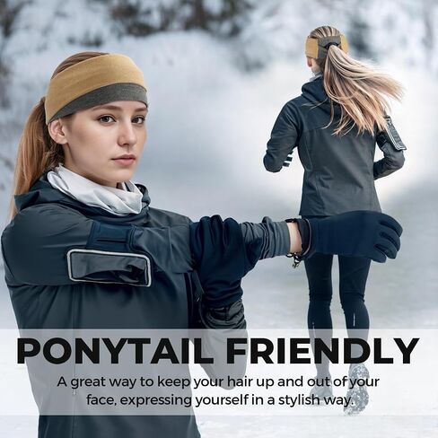 Sukeen Ear Warmer Headband for Women 2 Pack, Soft Warm Winter Headband for Women, Ear Warmers Ear Muffs for Winter, Running Headband for Women Cold Weather Sports Cycling Walking, Black Red in Saudi Arabia