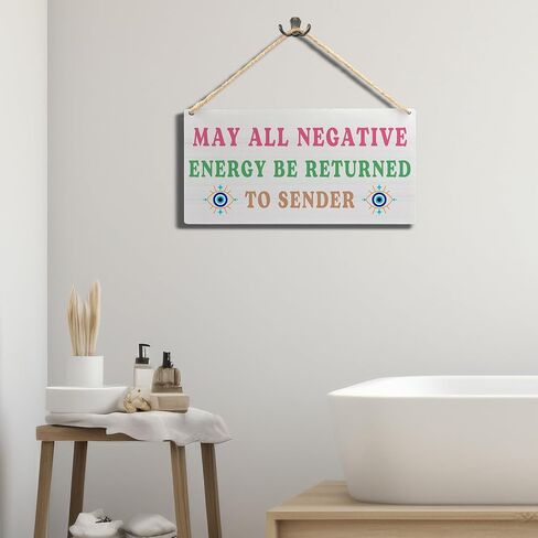 Funny Welcome Wooden Hanging Wall Art,Check Your Energy Wall Art Hanging Sign,House Warming Gift,11.8x5.9 Inch in Kuwait