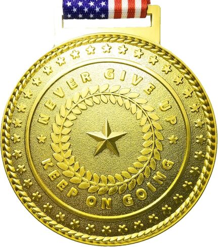 3D Gold Award Medals - 2.56 Inch Wide Olympic Medals with Trophy Pattern Decorations Stars and Stripes American Flag V Neck Ribbon - Medals for Adults & Kids, 1st Place Medals in Saudi Arabia