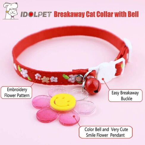 Handmade 2 Pack Cotton Elegant Breakaway Cat Collars with Bells and Bowtie for Cats, Pink & Blue Cat Kitten Collar for Cats Kittens Kitties Puppies Rabbits in Kuwait
