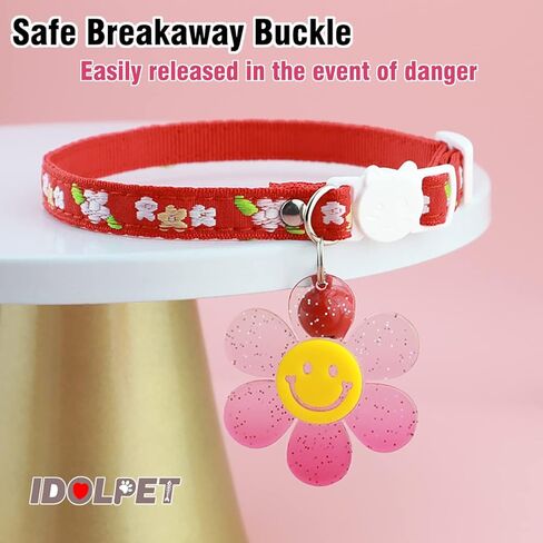 Handmade 2 Pack Cotton Elegant Breakaway Cat Collars with Bells and Bowtie for Cats, Pink & Blue Cat Kitten Collar for Cats Kittens Kitties Puppies Rabbits in Kuwait