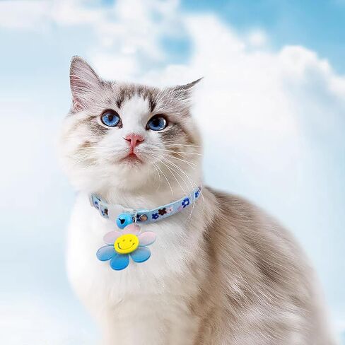 Handmade 2 Pack Cotton Elegant Breakaway Cat Collars with Bells and Bowtie for Cats, Pink & Blue Cat Kitten Collar for Cats Kittens Kitties Puppies Rabbits in Kuwait
