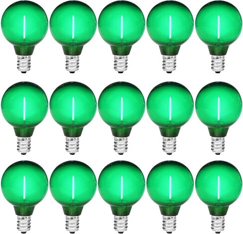 25 Pack G40 LED Red Light Bulb Green Light Bulb, 1 Watt Colored Light Bulbs String Light Bulbs Plastic Shatterproof E12 Base Outdoor Replacement Christmas Halloween Light Bulbs, 120 Volt in Saudi Arabia