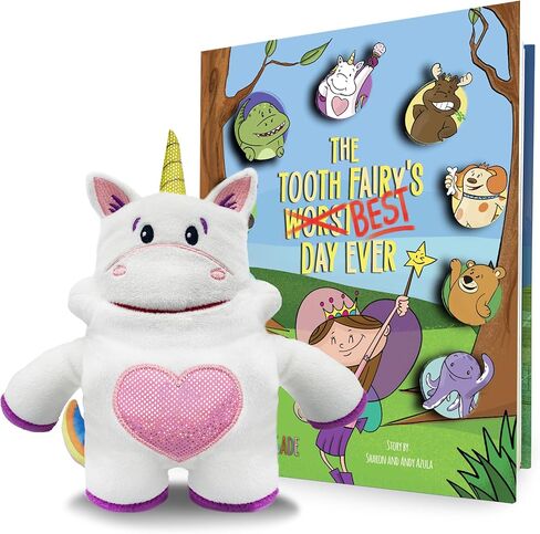 The Tooth Brigade Book and Rebel Dinosaur Tooth Fairy Pillow Bundle, Interactive Set Includes 8" Plush Toy with Lost Tooth Pocket and The Tooth Fairy's Best Day Ever! Hardcover Book in Kuwait