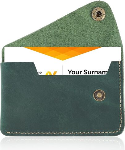 Leather Card Holder, Slim Card Holder Minimalist Leather Wallet for Men and Women Gift for Father Husband(Green) in Saudi Arabia