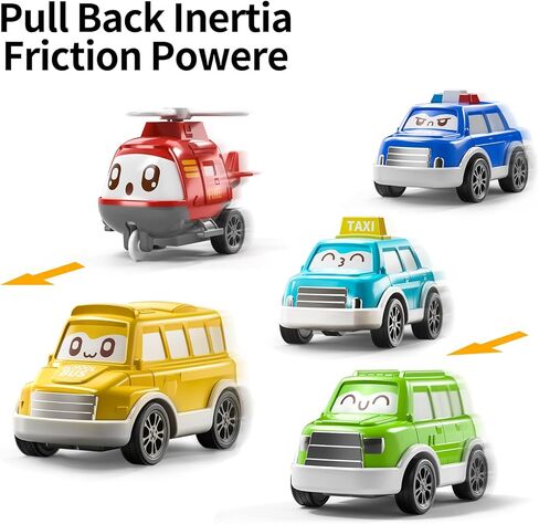 TEMI Toddler Pull Back Car Toys for 1 2 3 Year Old Boy Girl, 12 Pieces Baby Toy Cars with Play Mat/Storage Bag, Baby Toys 12-18 Months, Birthday Gifts for Toddler Toys Age 1-2 in Kuwait