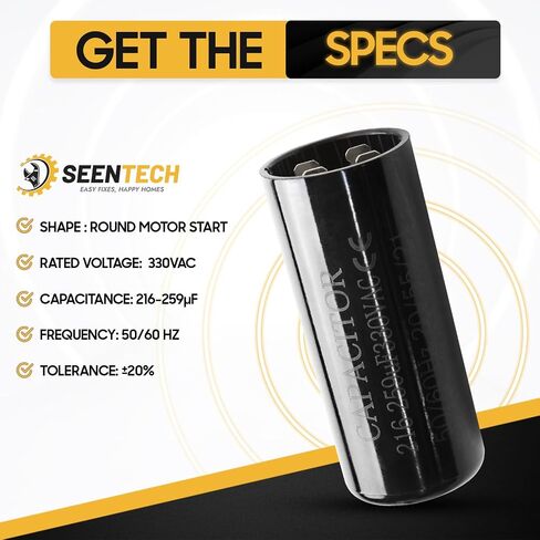 Seentech 270-324 uf/MFD 330 VAC ±20% Round Motor Start Capacitor 50/60 Hz AC Electric Universal Fit for AC Motor Run or Fan Start and Cool or Heat Pump Air Conditioner in Saudi Arabia