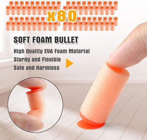 Electric Soft Bullet Toy Gun for Boys, Auto-Manual Shell Ejecting Toy Foam Blasters & Guns with 80 Soft Darts, Shooting Games Educational Toys for 6, 8,12,14+ Kids, for Kids in Saudi Arabia