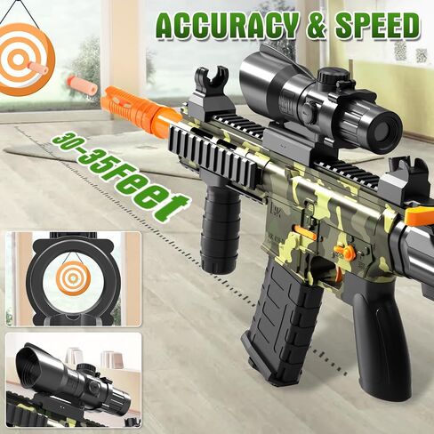 Electric Soft Bullet Toy Gun for Boys, Auto-Manual Shell Ejecting Toy Foam Blasters & Guns with 80 Soft Darts, Shooting Games Educational Toys for 6, 8,12,14+ Kids, for Kids in Saudi Arabia
