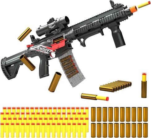 Electric Soft Bullet Toy Gun for Boys, Auto-Manual Shell Ejecting Toy Foam Blasters & Guns with 80 Soft Darts, Shooting Games Educational Toys for 6, 8,12,14+ Kids, for Kids in Saudi Arabia