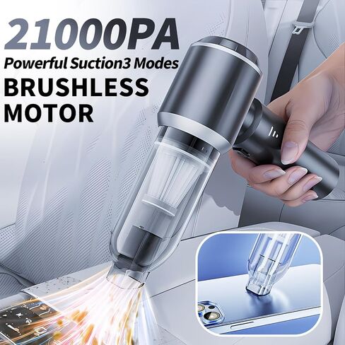 Car Vacuum Portable Cordless - Handheld Vacuum cordless 3 In 1 High Power - Brushless Motor 15000PA, PC Compressed Air Duster Super Suction Vacuum with 35 Minutes Endurance for Car ，Home ，Office in Saudi Arabia
