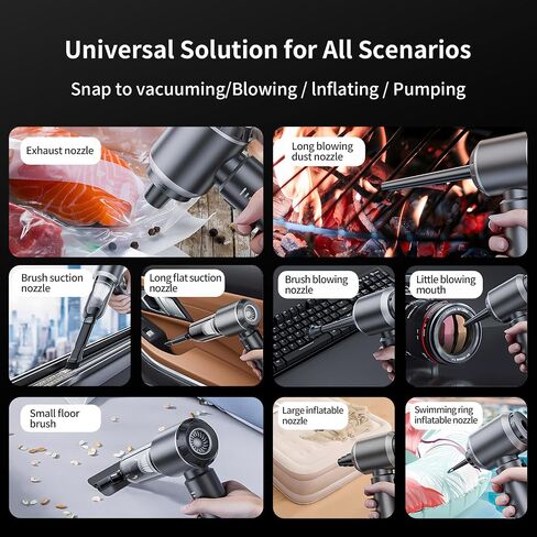Car Vacuum Portable Cordless - Handheld Vacuum cordless 3 In 1 High Power - Brushless Motor 15000PA, PC Compressed Air Duster Super Suction Vacuum with 35 Minutes Endurance for Car ，Home ，Office in Saudi Arabia